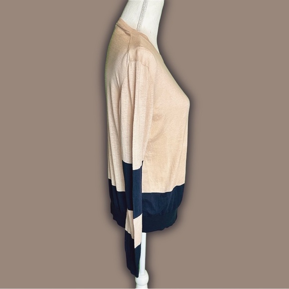 Theory ‘Abino Jam’ Crewneck Sweater in “Nude / Navy” Size Large - Picture 11 of 15